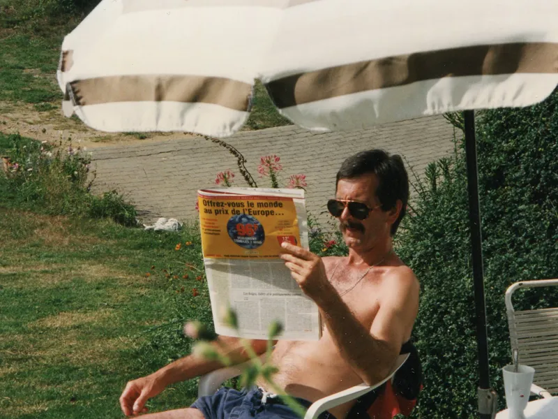 Will Perkins, founder of Elusa, holding Blanche Armagnac at the Gascony chateau