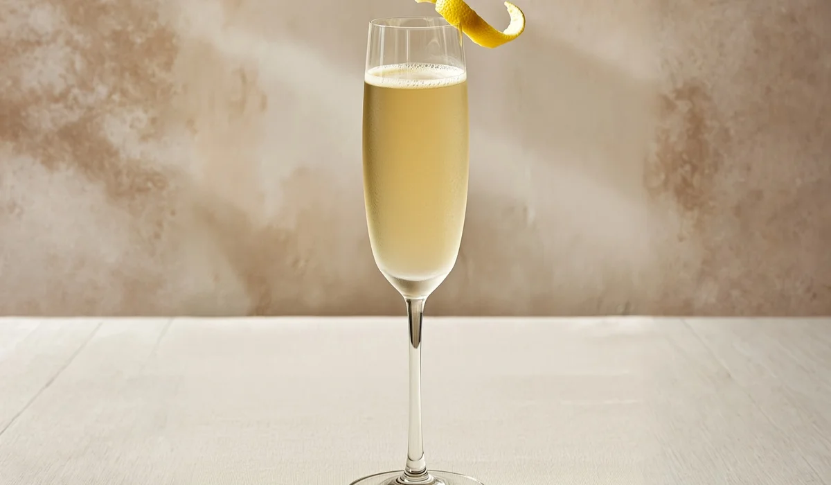French 75 cocktail made with Elusa Blanche Armagnac in a champagne flute