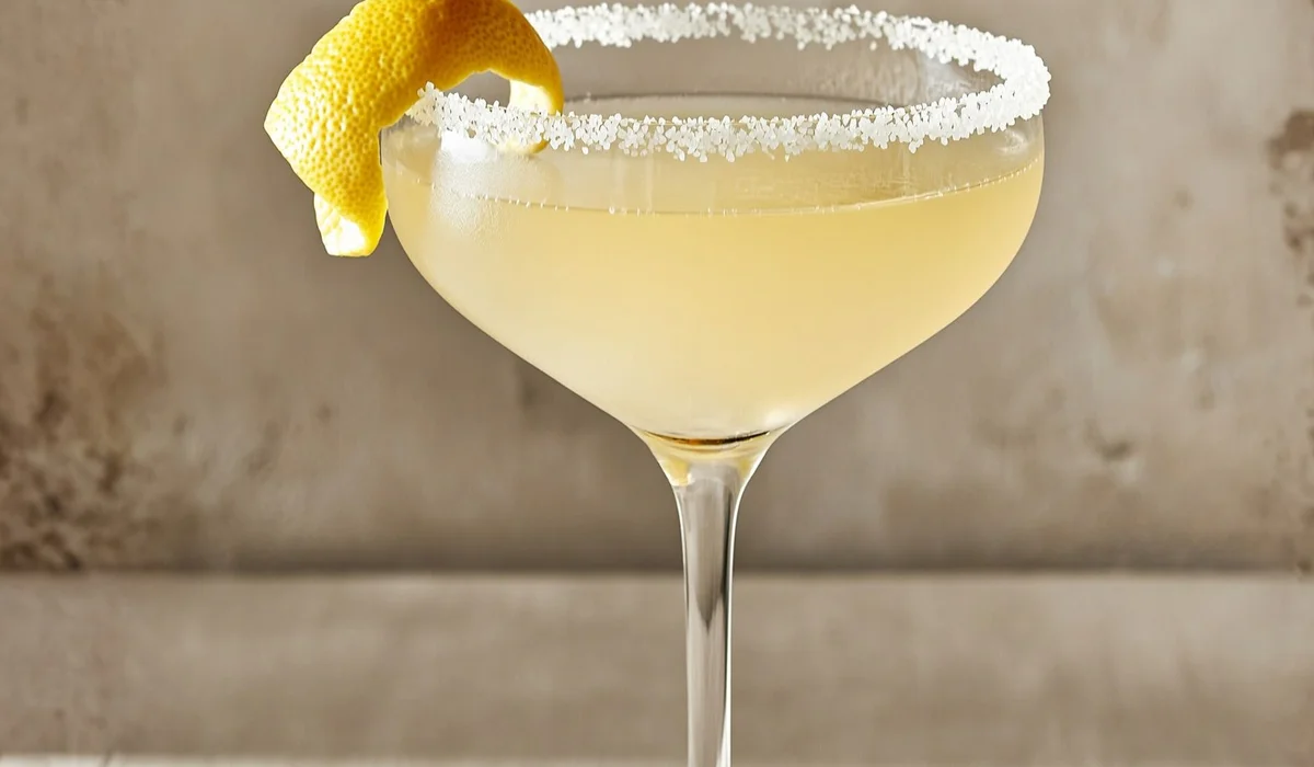 A Sidecar cocktail made with Elusa Blanche Armagnac and Orange Liqueur