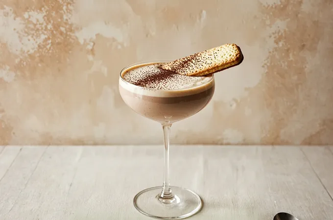 A Tiramisu Martini made with Elusa Coffee Liqueur