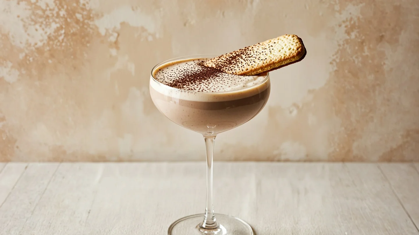 Tiramisu Martini cocktail with Elusa Coffee Liqueur